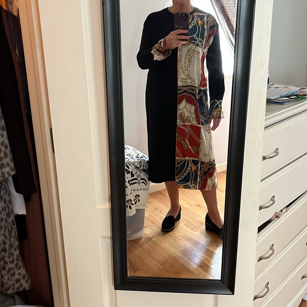 Zara black dress with scarf detail size xl